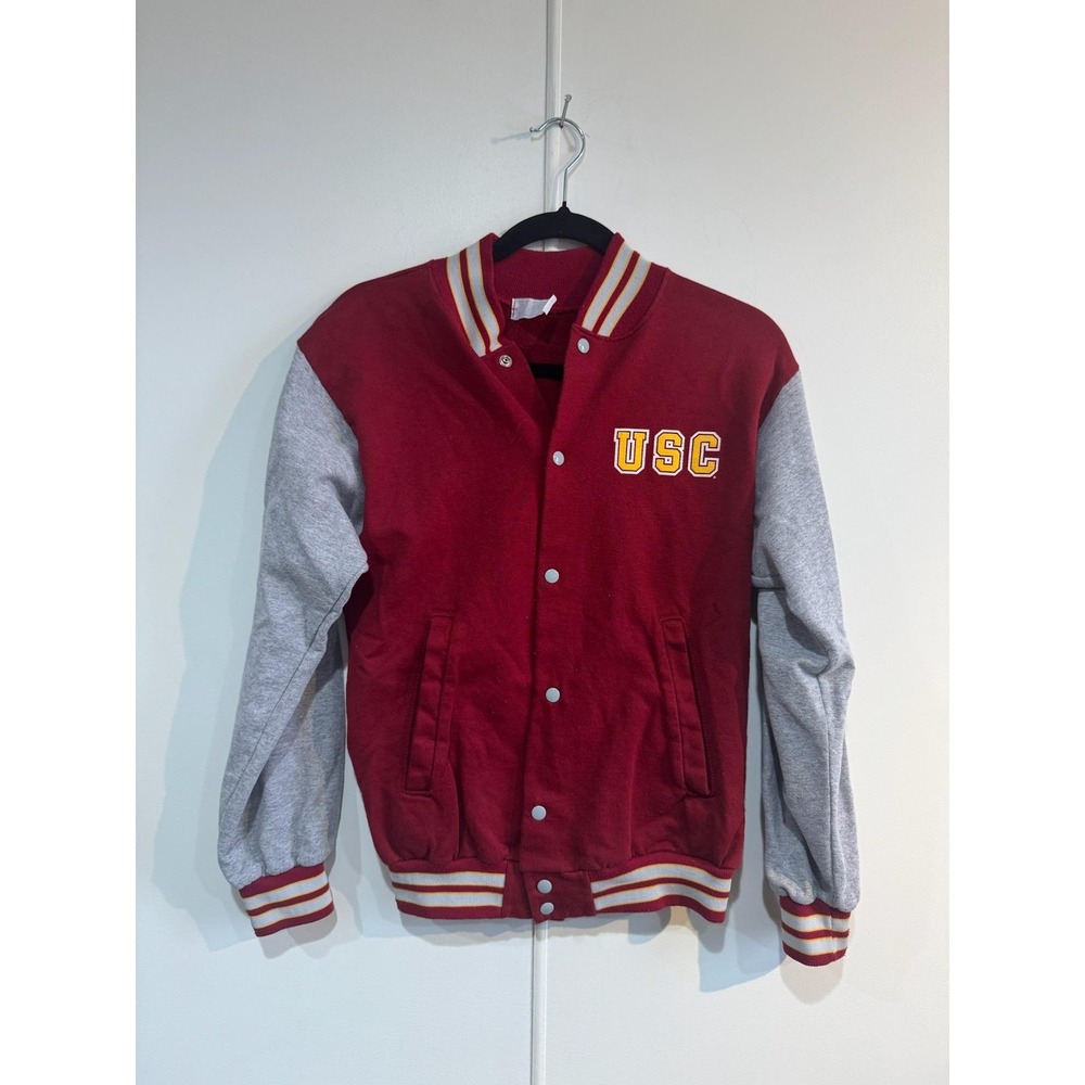 USC Trojans Jacket Mens Small Red Gray NCAA Football Third Street Varsity